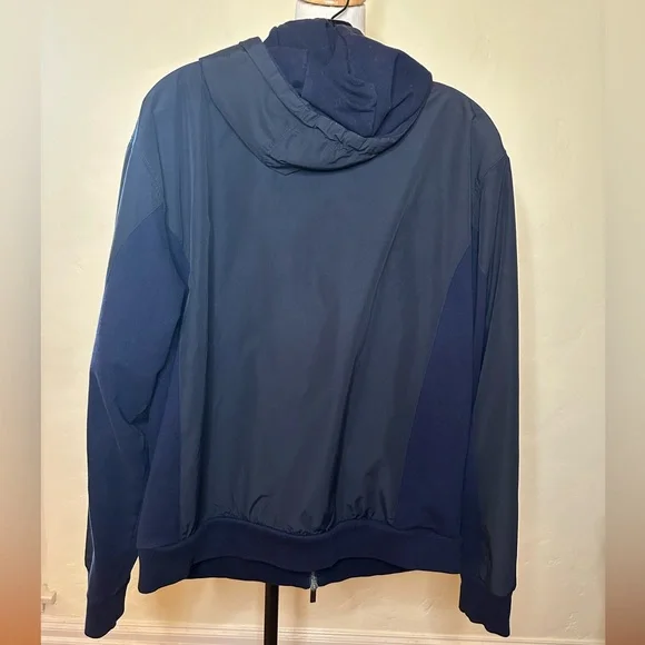 Faconnable Navy Blue Men's Hooded Windbreaker Jacket Size XL